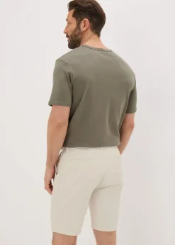Ecru Slim Fit Chino Shorts