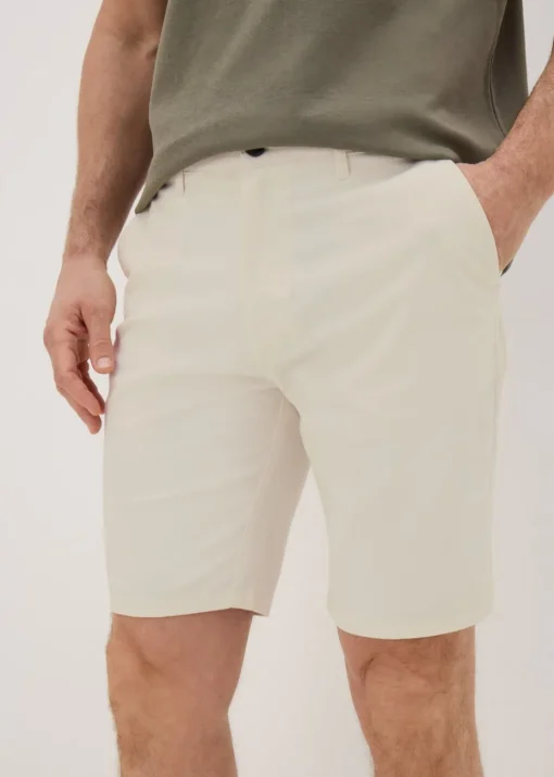 Ecru Slim Fit Chino Shorts