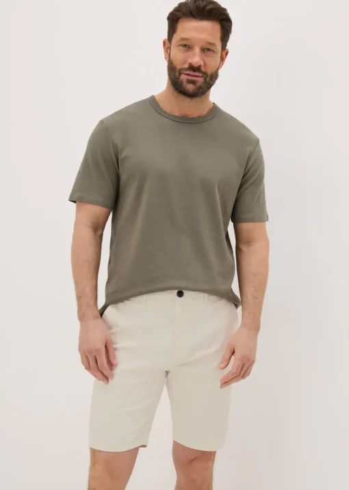 Ecru Slim Fit Chino Shorts
