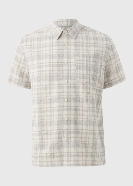 Ecru Textured Check Shirt