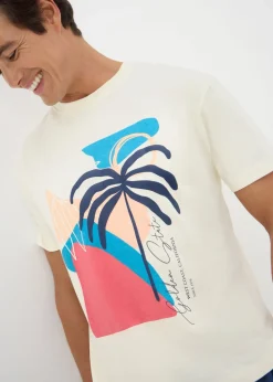 Ecru Watercolour Palm T-Shirt