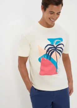 Ecru Watercolour Palm T-Shirt