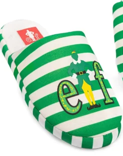 Elf Green Striped With Logo Placement Print Mule Slippers