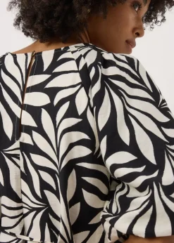 Et Vous Black Palm Tie Waist Mini Dress