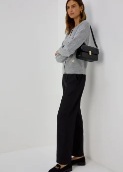 Et Vous Black Pleat Front Snaffle Trousers