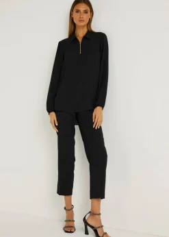 Et Vous Black Straight Fit Trousers (Short)