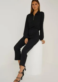 Et Vous Black Straight Fit Trousers (Short)