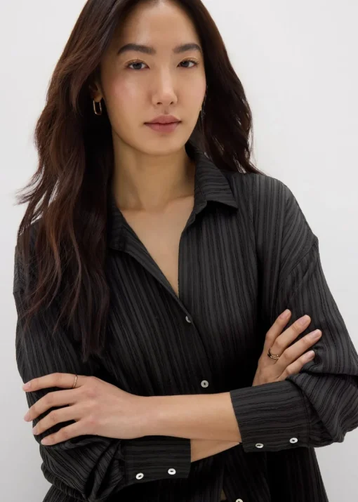 Et Vous Black Textured Co Ord Shirt