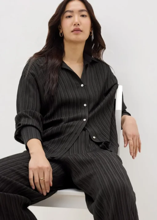 Et Vous Black Textured Co Ord Shirt