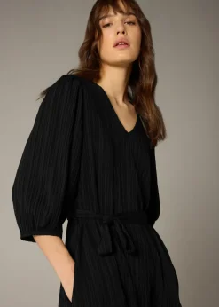 Et Vous Black Textured Midaxi Dress