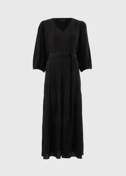 Et Vous Black Textured Midaxi Dress