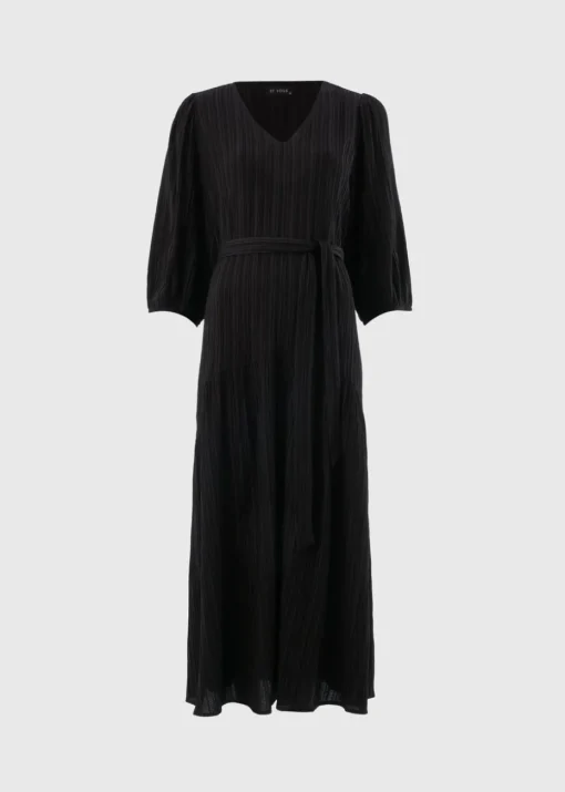 Et Vous Black Textured Midaxi Dress