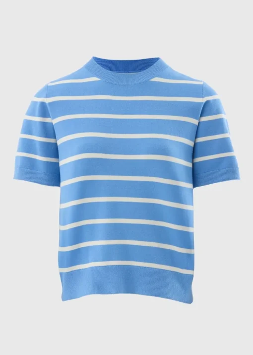 Et Vous Blue Stripe Short Sleeve Jumper