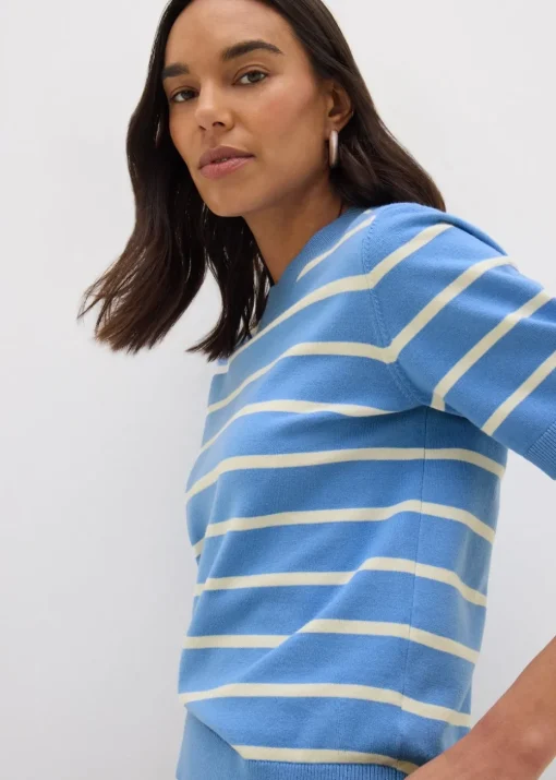 Et Vous Blue Stripe Short Sleeve Jumper
