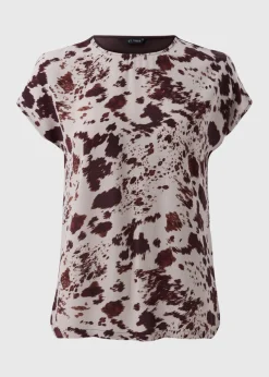 Et Vous Brown Print Jersey Back Top