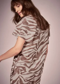 Et Vous Brown Zebra Co-Ord Tea Top