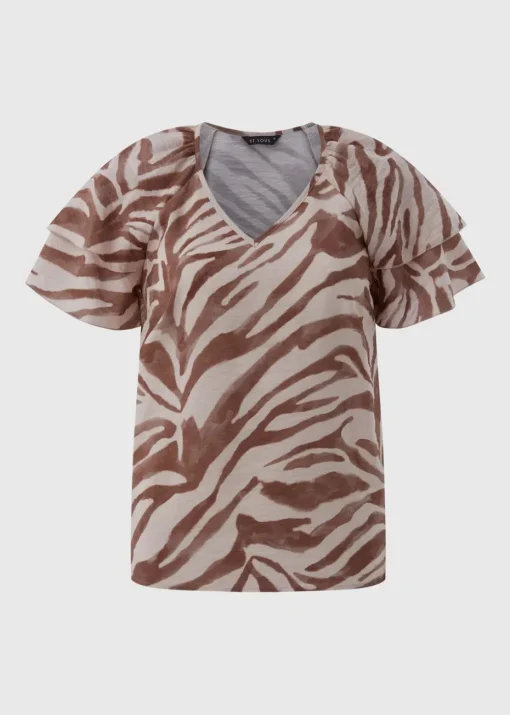 Et Vous Brown Zebra Co-Ord Tea Top