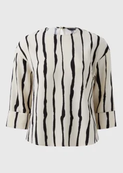 Et Vous Cream Black Stipe 3/4 Sleeve Box Tops