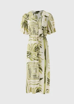 Et Vous Green Leaf Midi Tea Dress