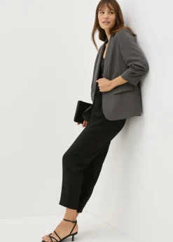 Et Vous Grey Ruched Sleeve Blazer