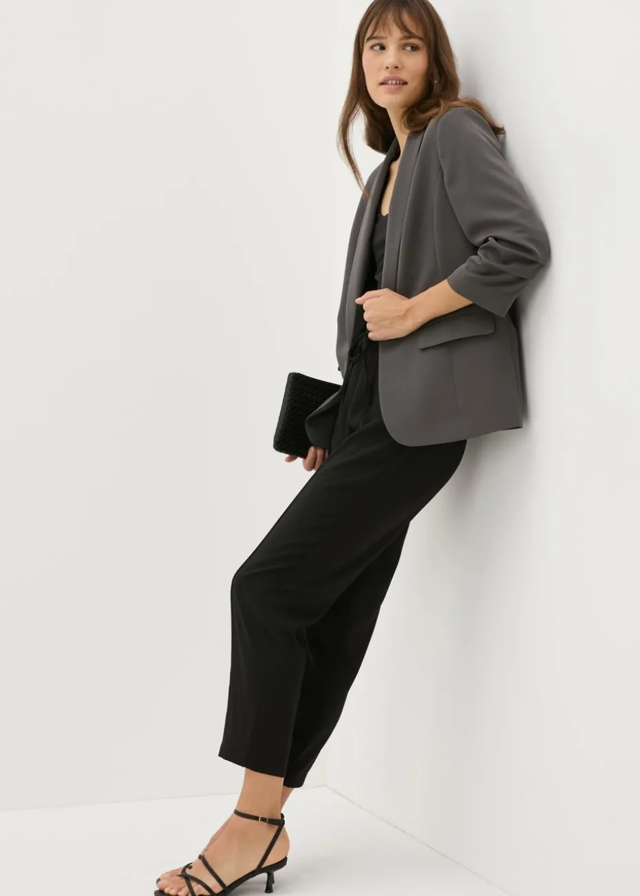 Et Vous Grey Ruched Sleeve Blazer