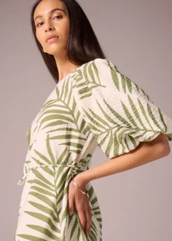 Et Vous Ivory Leaf Print Puff Sleeve Mini Dress