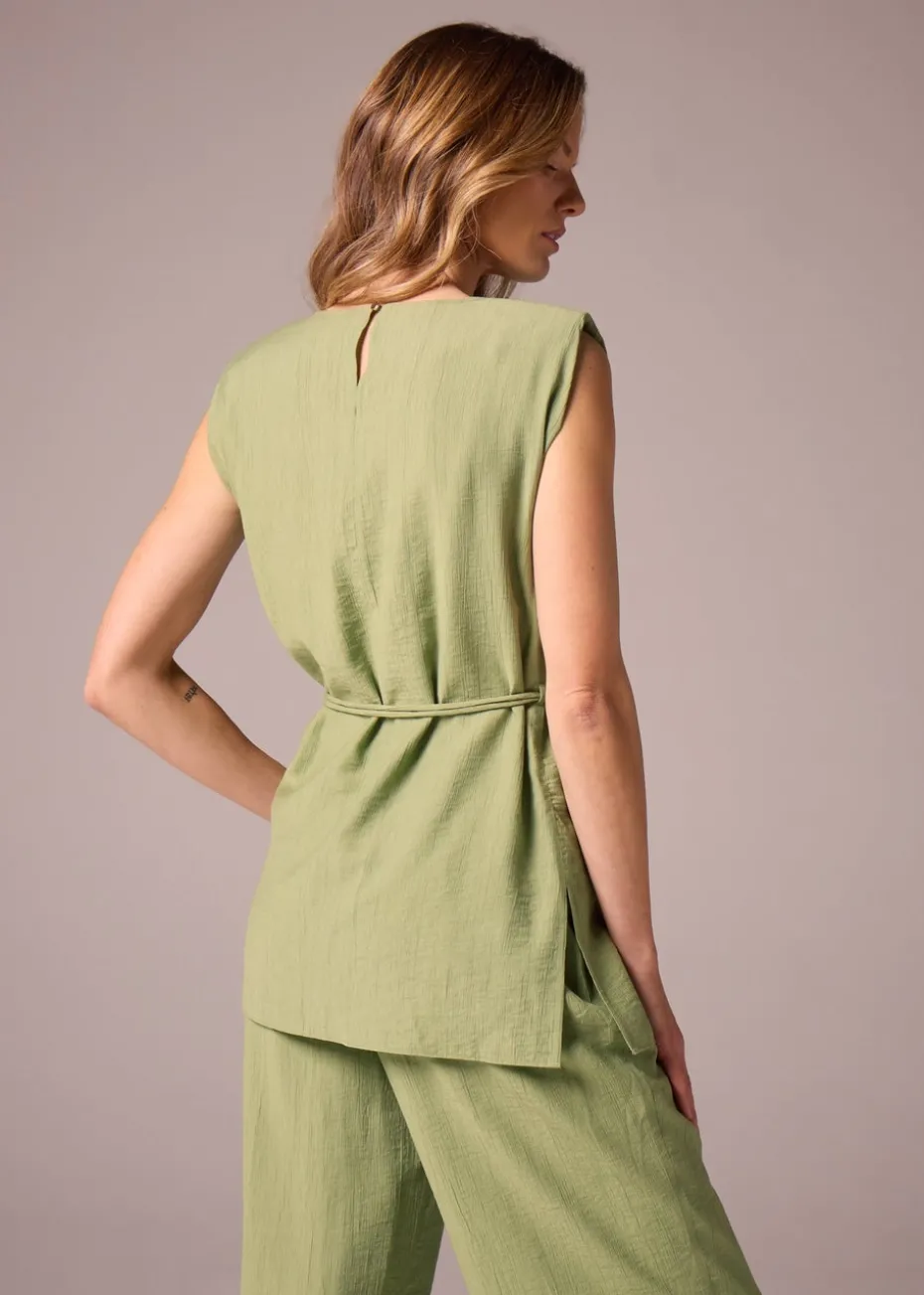 Et Vous Khaki Textured Tunic Blouse