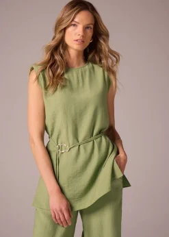 Et Vous Khaki Textured Tunic Blouse