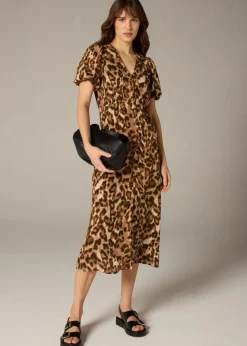 Et Vous Leopard Print Midi Tea Dres