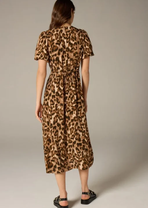 Et Vous Leopard Print Midi Tea Dres