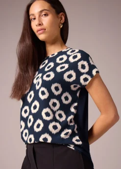 Et Vous Navy Scratch Jersey Back Top