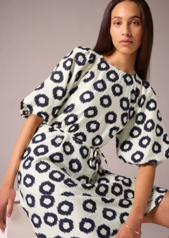 Et Vous Navy Scratch Puff Sleeve Dress