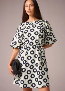 Et Vous Navy Scratch Puff Sleeve Dress