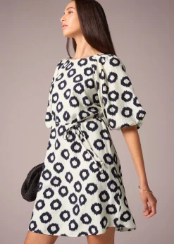 Et Vous Navy Scratch Puff Sleeve Dress