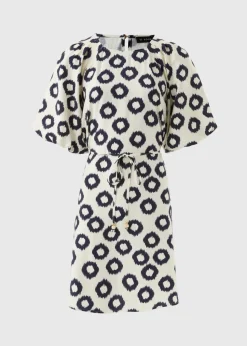 Et Vous Navy Scratch Puff Sleeve Dress