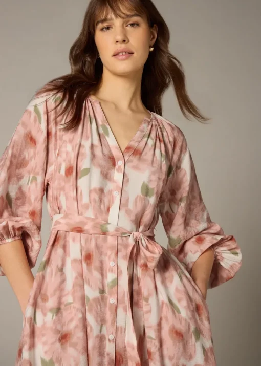 Et Vous Pink Floral Midaxi Shirt Dress