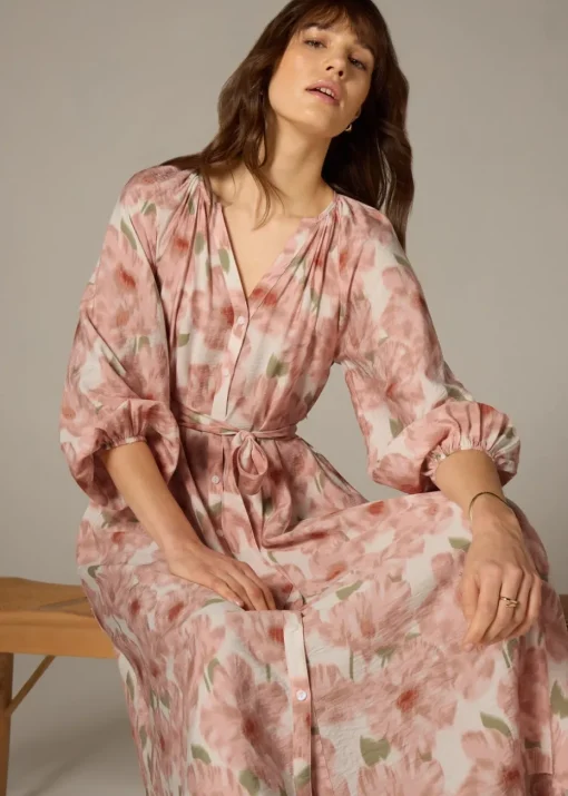 Et Vous Pink Floral Midaxi Shirt Dress