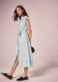 Et Vous Sage Stripe Midi Shirt Dress