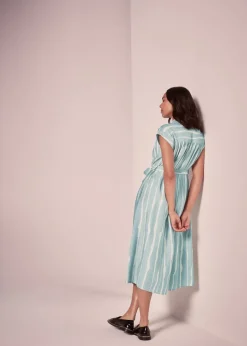 Et Vous Sage Stripe Midi Shirt Dress