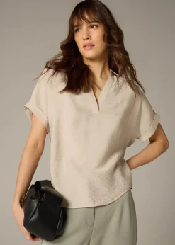 Et Vous Stone Airflow Collared V-Neck Blouse
