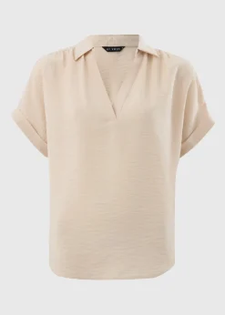 Et Vous Stone Airflow Collared V-Neck Blouse