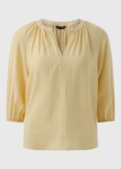 Et Vous Yellow 3/4 Sleeve V Neck Blouse