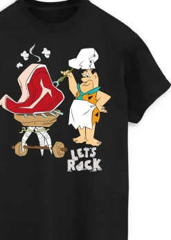 Flintstones Let's Rock Black Graphic T-Shirt