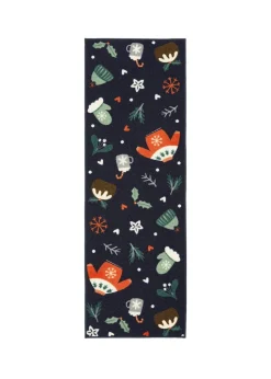 FloorMatters Printed Loop Seasons Greetings Washable Runner and Mat