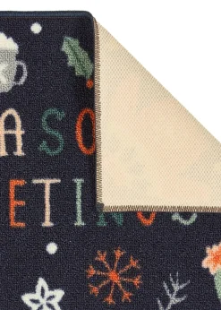 FloorMatters Printed Loop Seasons Greetings Washable Runner and Mat