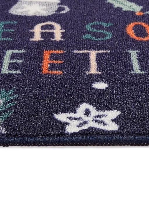 FloorMatters Printed Loop Seasons Greetings Washable Runner and Mat