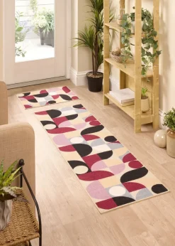 FloorMatters Printed Loop Purple Geo Washable Runner and Mat