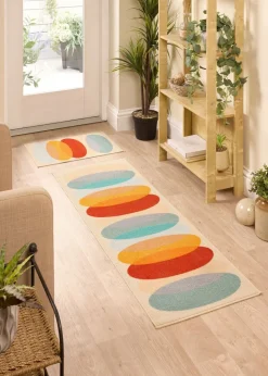 FloorMatters Printed Loop Retro Lead Washable Runner and Mat