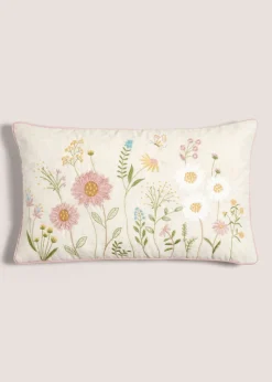 Floral Embroidered Cushion (30cm x 50cm)
