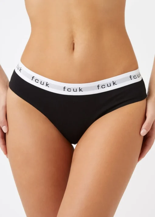 French Connection Black 7 Pack Cotton Ladies Thongs
